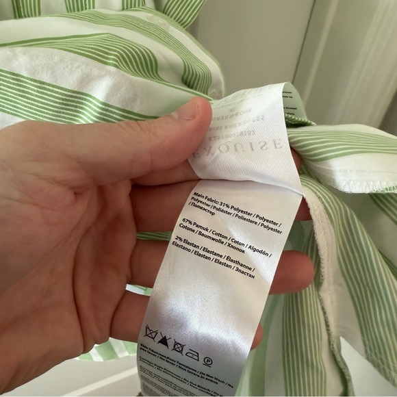 New Anthropologie EXQUISE TOBI MINI SHIRT DRESS GREEN STRIPE - XL - Picture 6 of 7